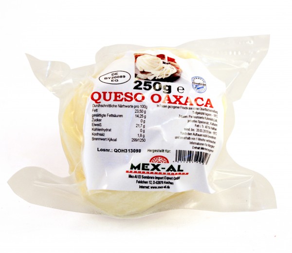 QUESO OAXACA HILADO, en forma de bola, 250g bolsa, congelado (-18°C)