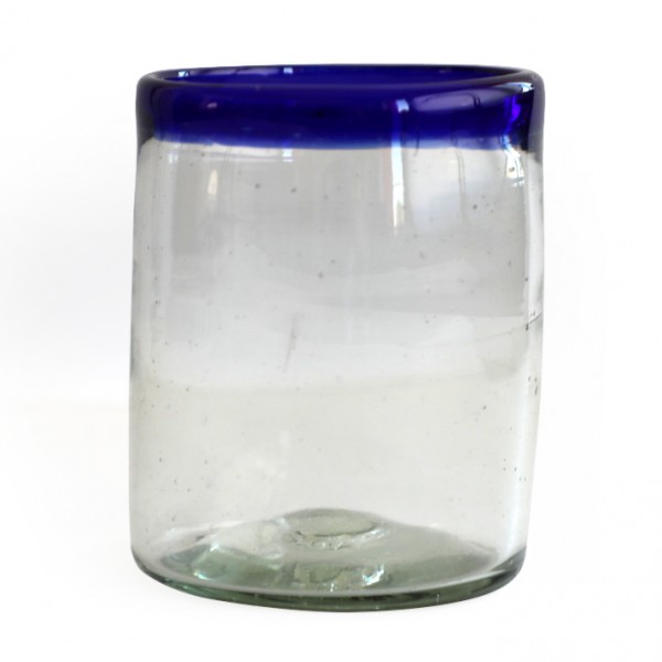 VASO AGUA azul, glass for water, handmade, Ø= ca. 10x7,5 cm