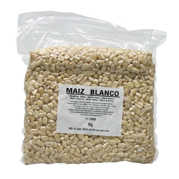 GRAINS DE MAIZ BLANC, sec, 1 kg sachet
